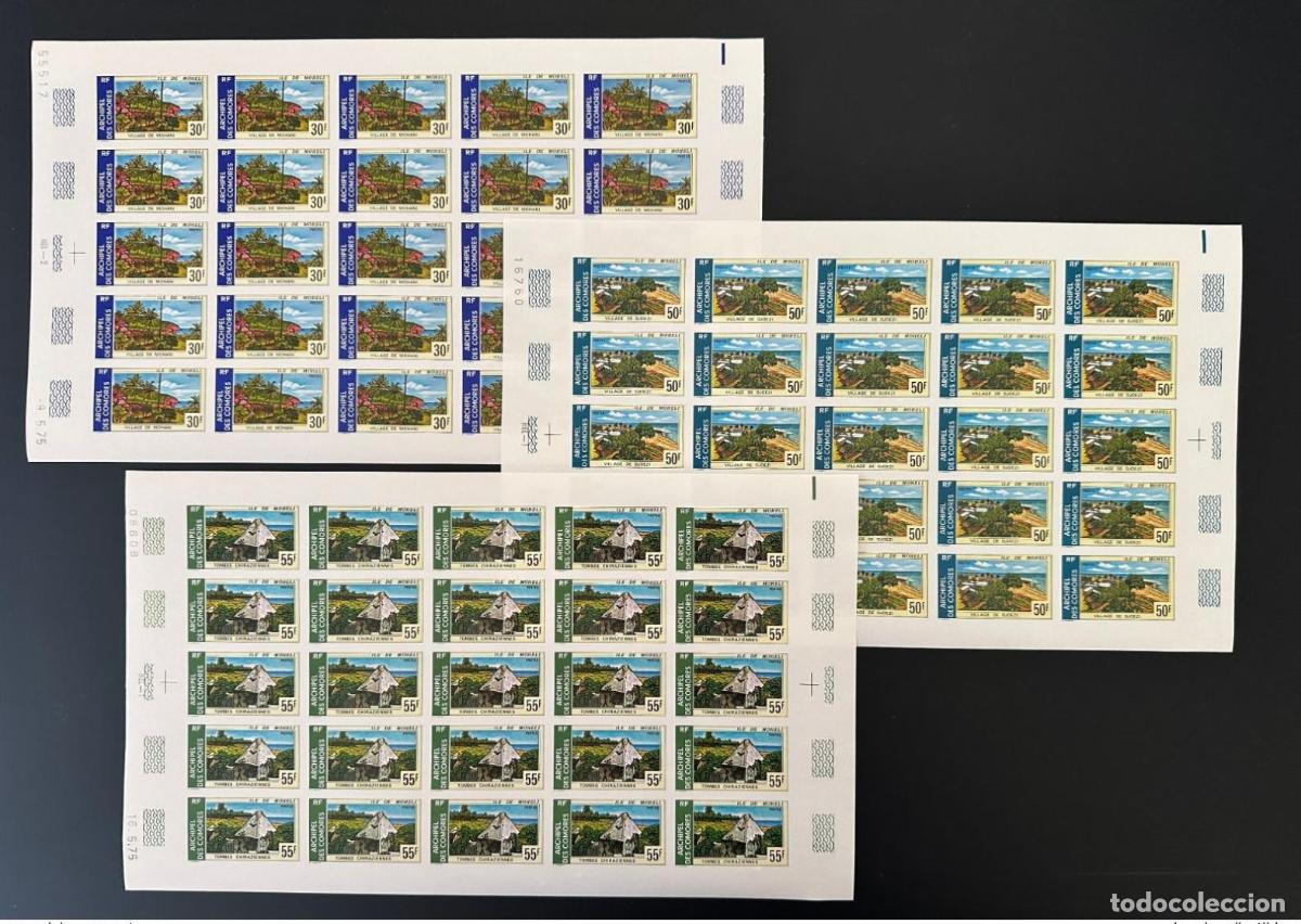 Francobolli: Comoras 1975 Mi. 187 - 189 ND a bordo de la isla Moheli Mohani Tombes Village Djoezi