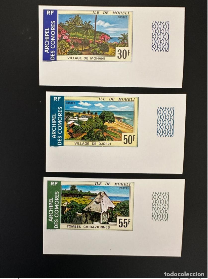 Francobolli: Comoras 1975 Mi. 187 - 189 ND Isla IMPERF Moheli Mohani Tombes Village Djoezi