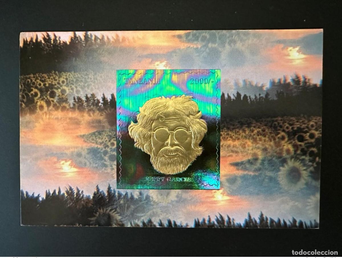 Sellos: Tanzania 1996 Mi. Bl. 313 obtuvo la medalla de oro Jerry Garcia en Music Musik Musique