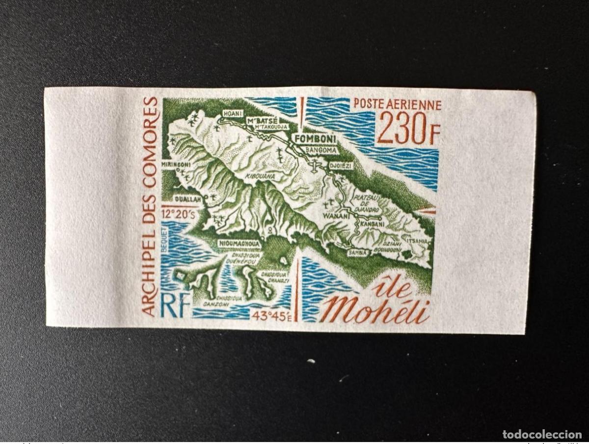 Sellos: Comoros 1975 Mi. 190 ND IMPERF Isla Moheli Insel Mapa