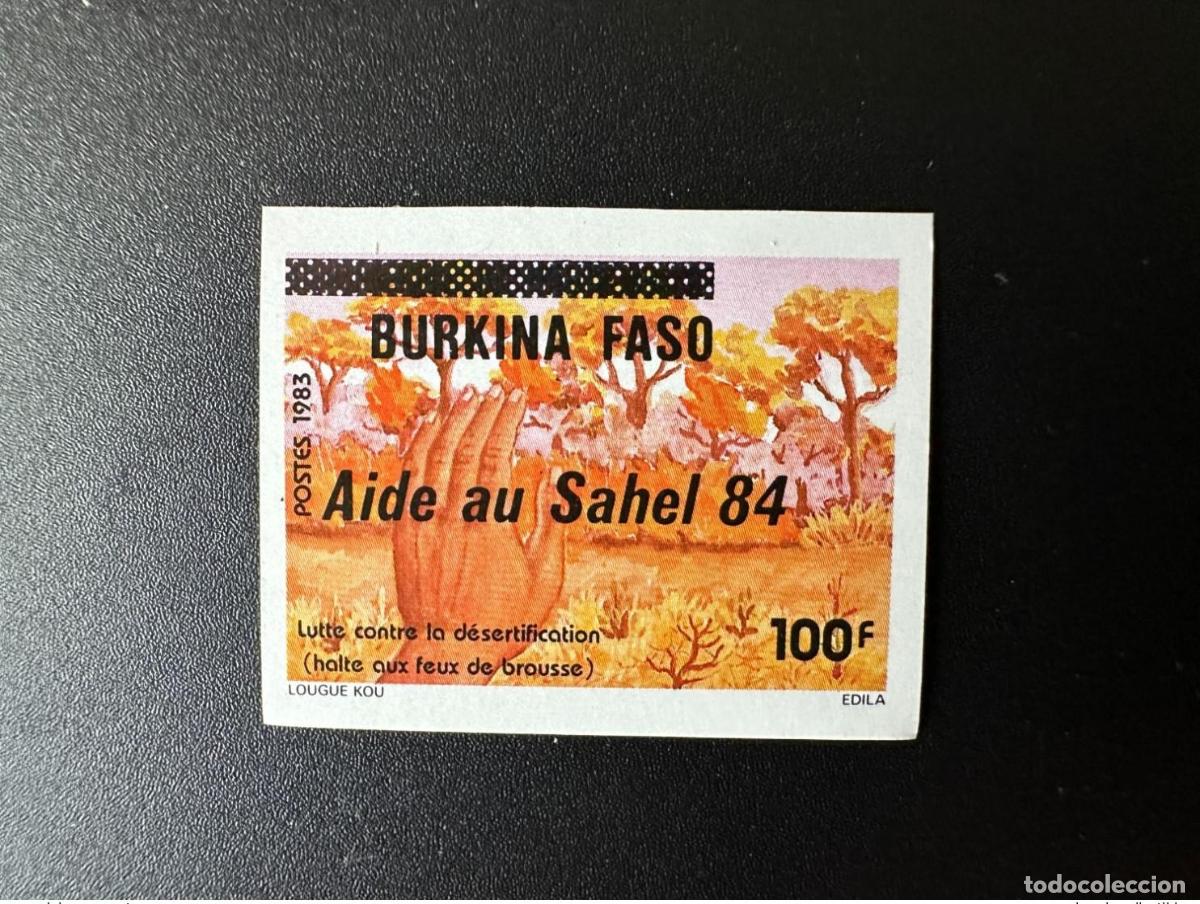 Sellos: Burkina Faso 1984 Mi. C975 ND IMPERF variedad de color 2: &iexcl;Ayuda a la agobiada regi&oacute;n del Sahel!