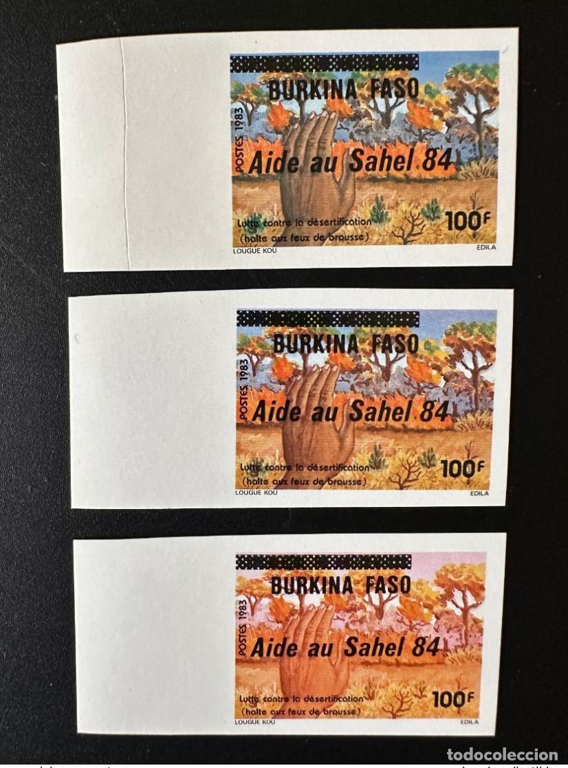 Sellos: Burkina Faso 1984 Mi. El C975 ND IMPERF y dos variedades ayudan a la agobiada regi&oacute;n del Sahel