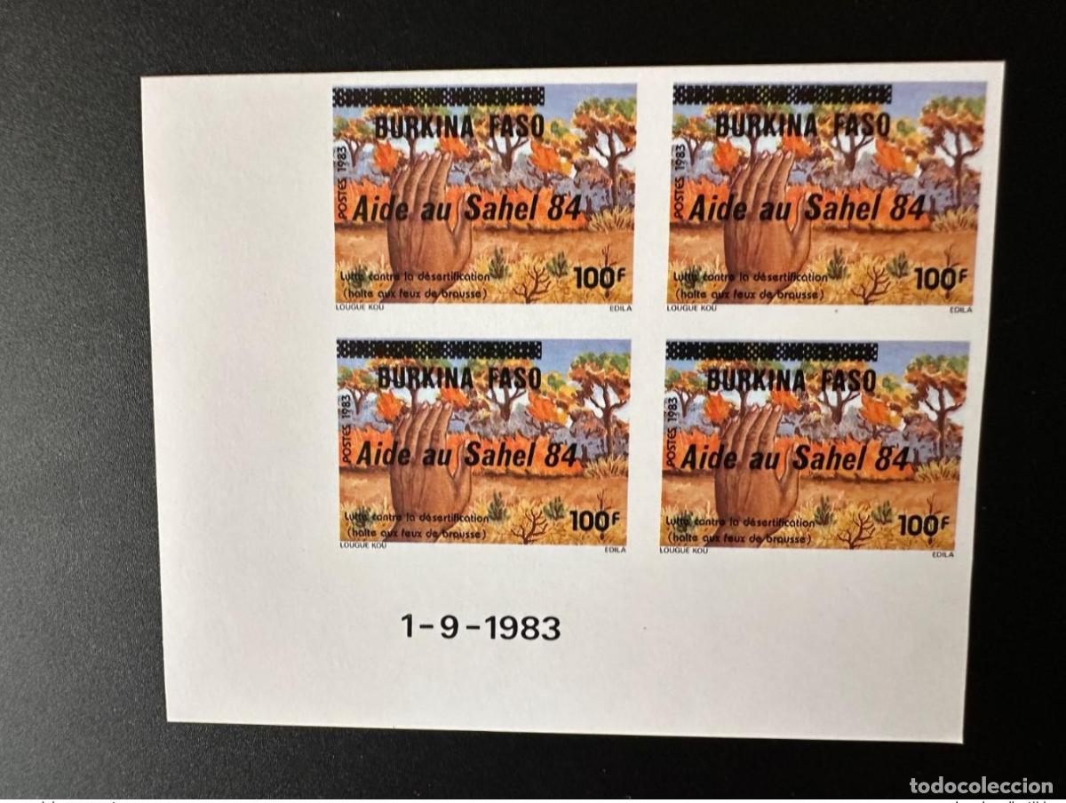 Sellos: Burkina Faso 1984 Mi. C975 ND IMPERF bloque 4 anticuado variedad 1 &laquo;Ayuda al Sahel por sobrecarga&raquo;