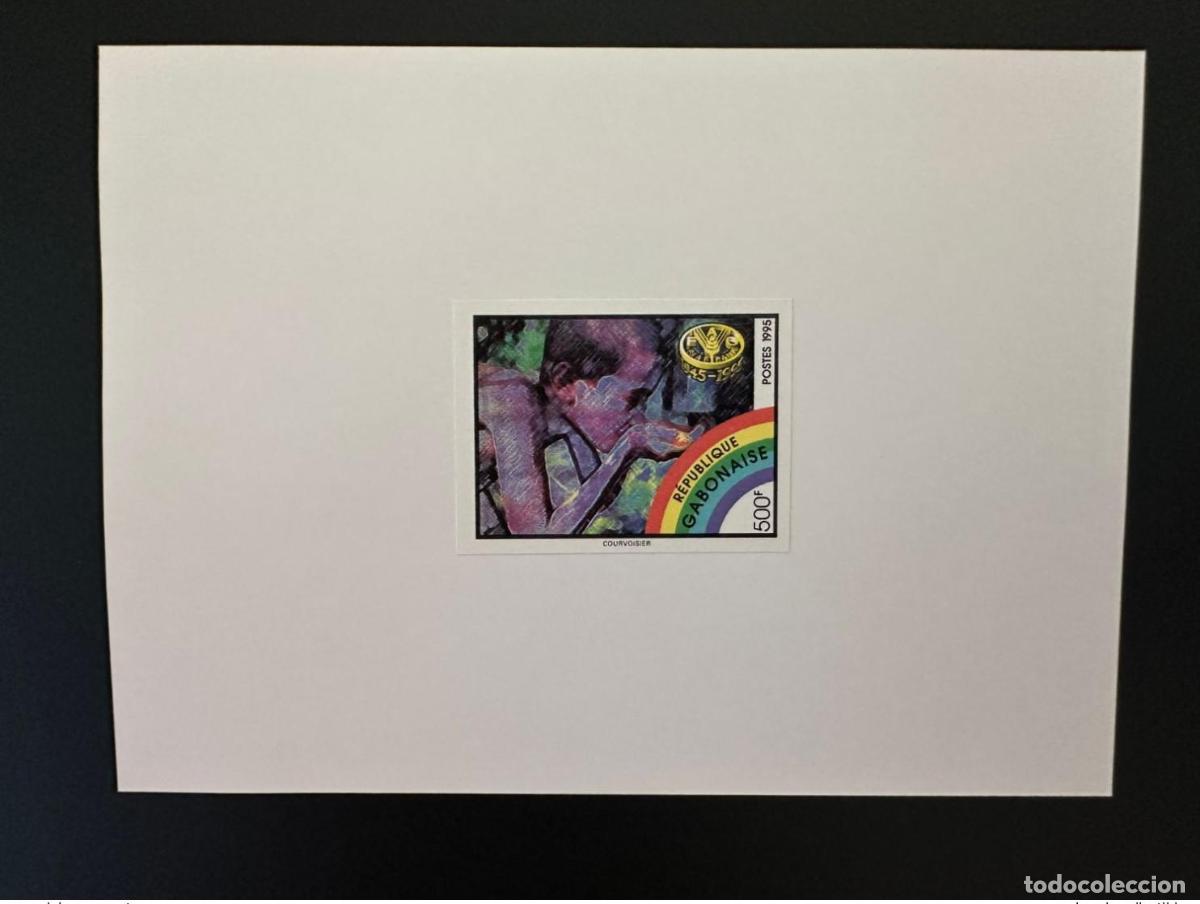 Sellos: Gab&oacute;n 1995 Mi. 1234 Proof Lujo Prueba de FAO salud alimentaria arco&iacute;ris