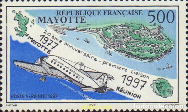 Sellos: 590591 MNH MAYOTTE 1997 20 A&Ntilde;OS DEL PRIMER VUELO MAYOTE - REUNION