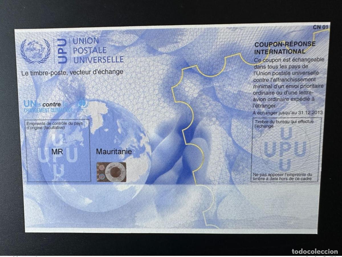 Sellos: Mauritania UPU Estados Unidos sobre el cambio clim&aacute;tico COUPON-REPONSE IRC IAS CRI