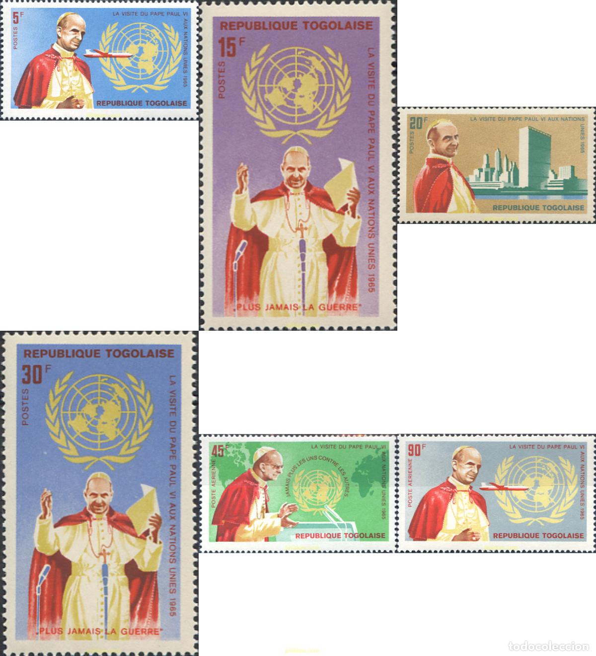 Sellos: 257085 MNH TOGO 1966 VISITA DEL PAPA PABLO VI A LAS NACIONES UNIDAS