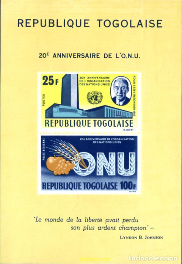 Sellos: 263289 MNH TOGO 1965 20 ANIVERSARIO DE LAS NACIONES UNIDAS