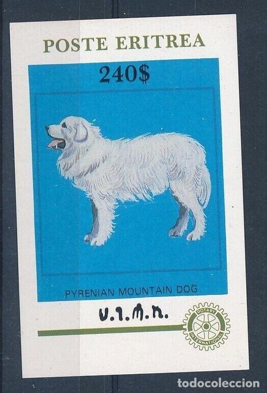 Sellos: ERITREA 1984 SHEET ROTARY PERRO DE MONTA&Ntilde;A DE LOS PIRINEOS DOGS CHIENS PERROS HUNDEN CANI CAES