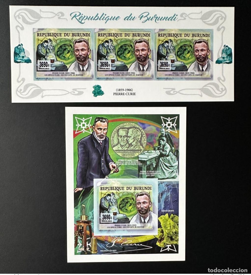 Sellos: Burundi 2017 Mi.? ND Pierre Marie Curie: Descubrimiento de la investigaci&oacute;n sobre salud con radio