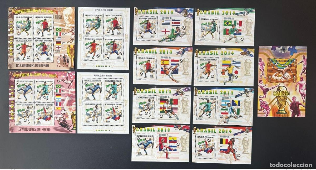 Sellos: Burundi 2014 Mi. 3373 - 3381 Bl. 423 431 Copa Mundial de F&uacute;tbol la FIFA Brasil