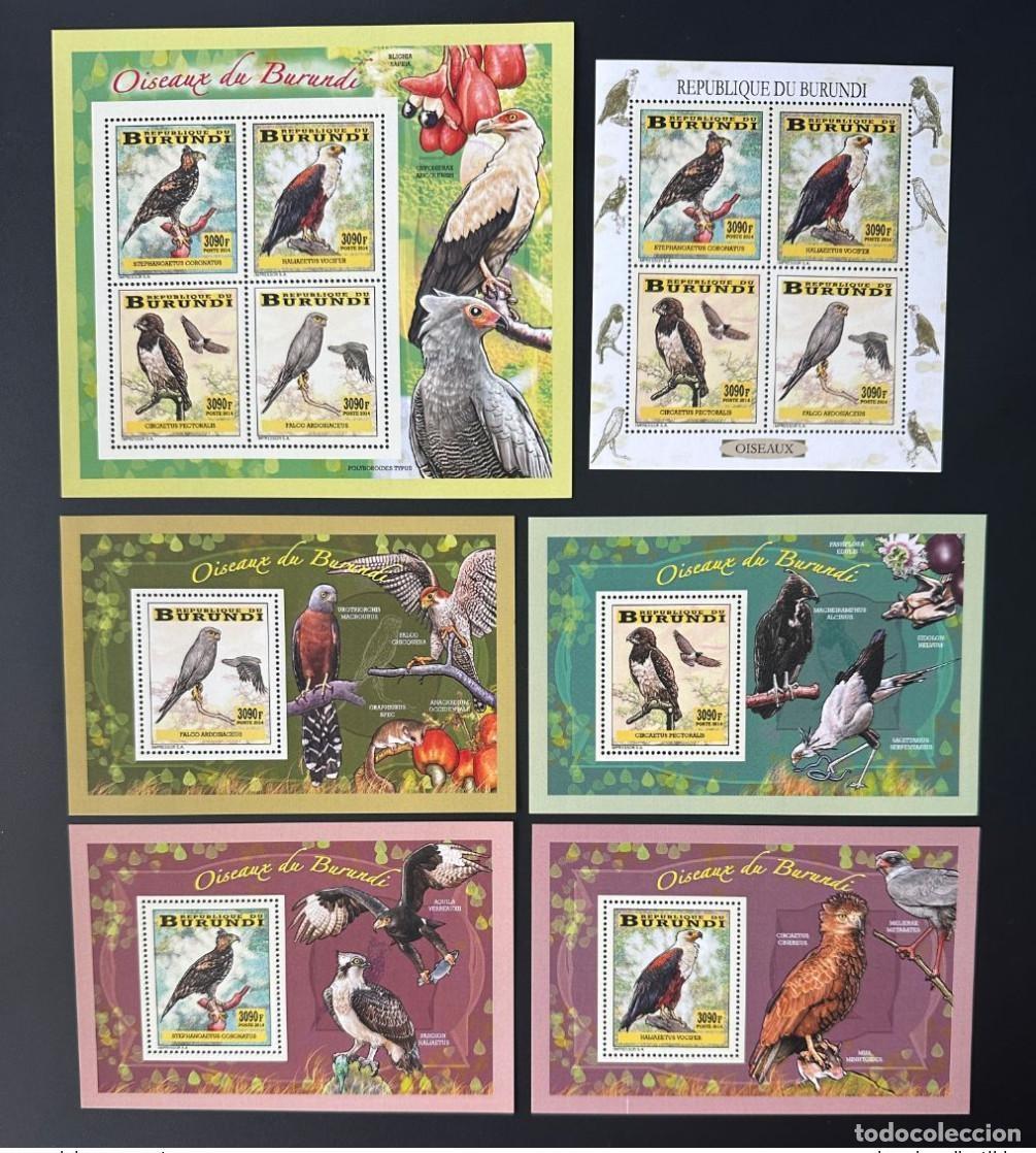 Sellos: Burundi 2014 Mi. 3349 - 3352 Bl. 399 402 P&aacute;jaros raptores presa &aacute;guila