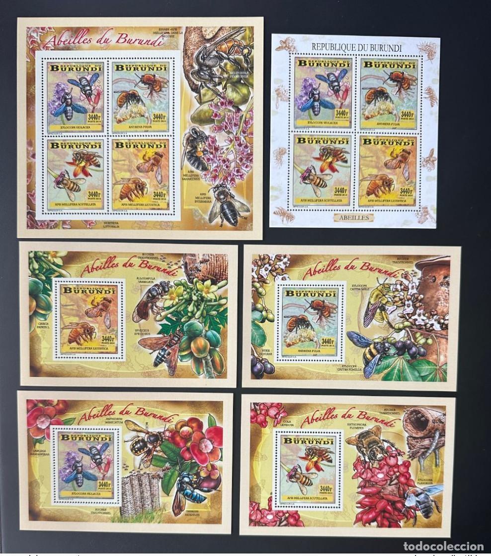 Sellos: Burundi 2014 Mi. 3357 - 3360 Bl. 407 410 Abejas Bienen Fleurs Flowers