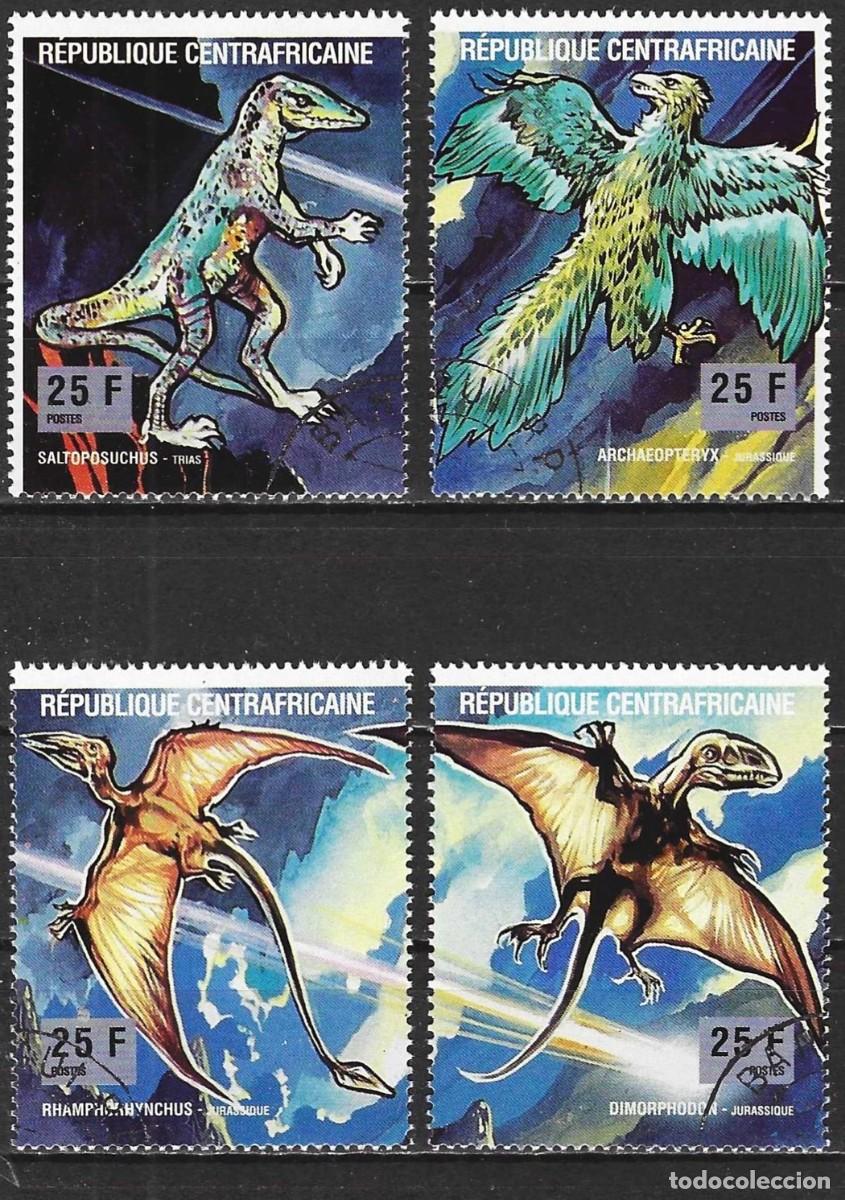 Sellos: Rep. Centroafricana 1993 - Mi 1532 a 1535 - YT 908 a 911 - Animales prehist&oacute;ricos