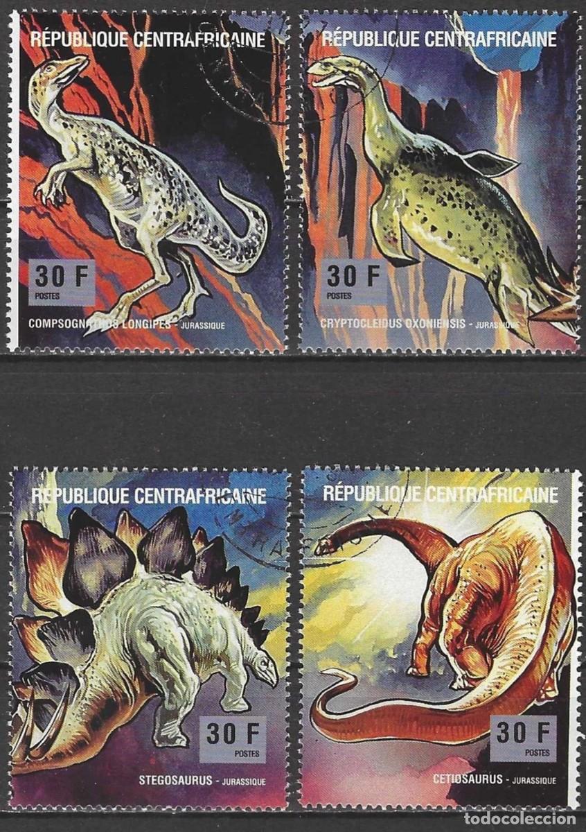 Sellos: Rep. Centroafricana 1993 - Mi 1536 a 1539 - YT 912 a 915 - Animales prehist&oacute;ricos