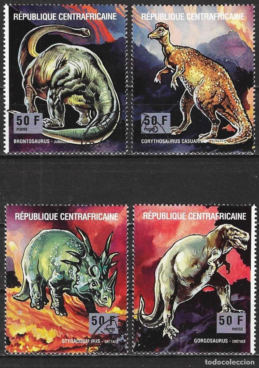 Sellos: Rep. Centroafricana 1993 - Mi 1540 a 1543 - YT 916 a 919 - Animales prehist&oacute;ricos