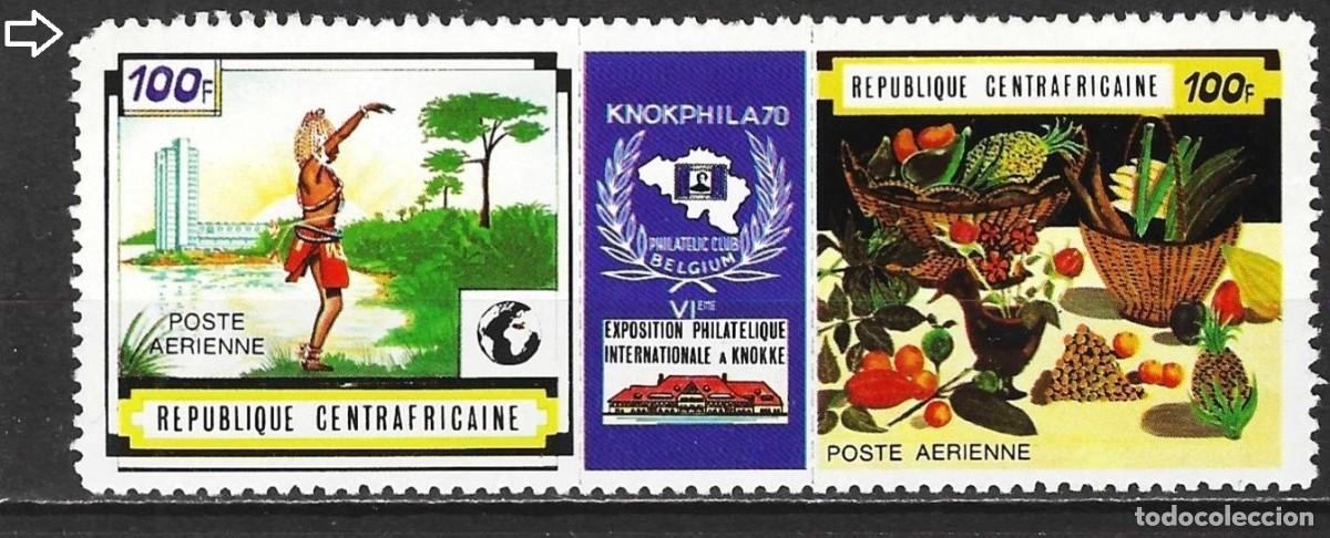 Sellos: Rep. Centroafricana 1970 - Mi 216/217 ZZ - YT Pa 85A - Exposici&oacute;n filat&eacute;lica en Knokke - MNG