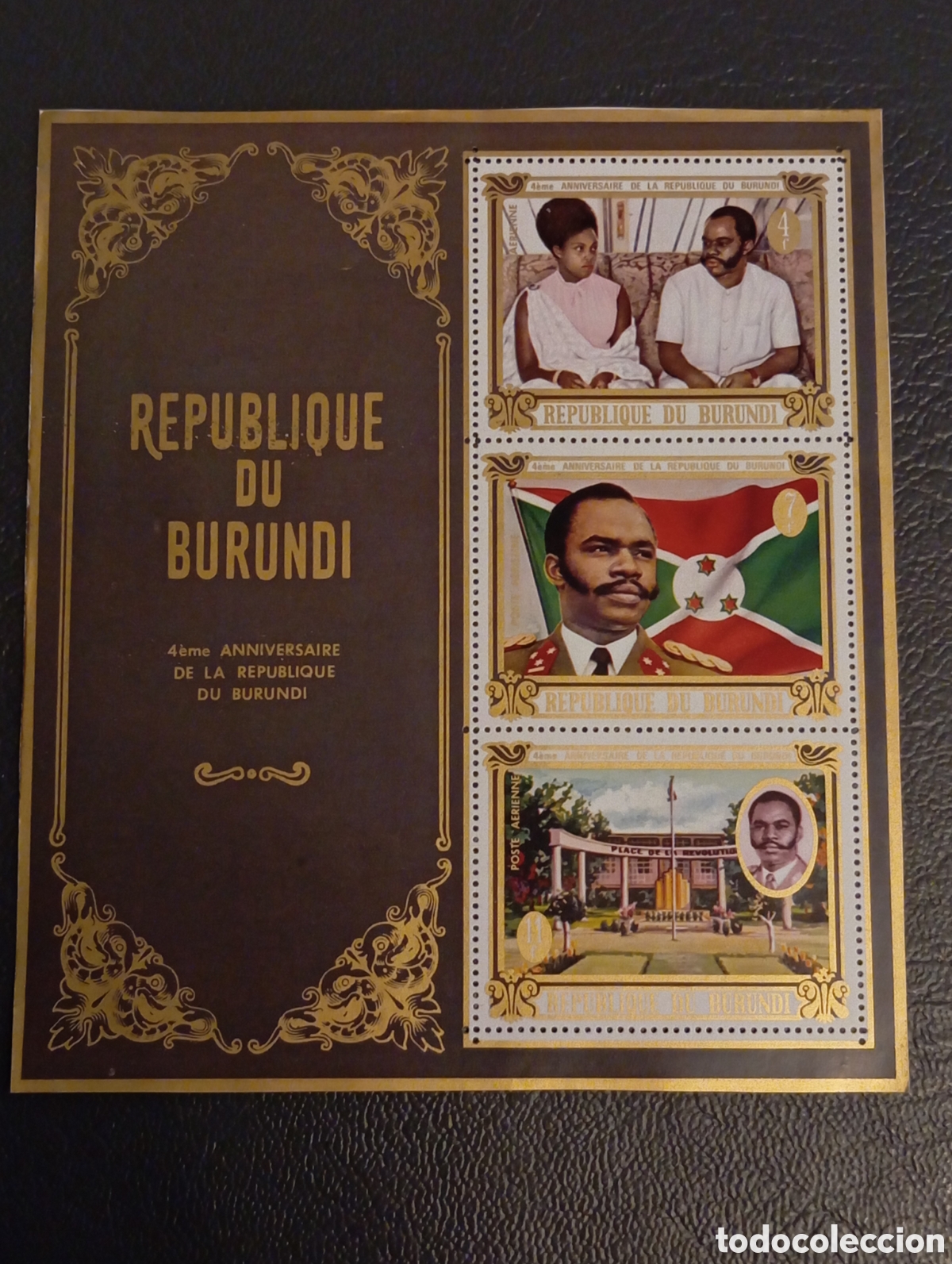 Sellos: Burundi 1970 - Hoja Bloque 4&ordm; Aniversario Rep&uacute;blica (Michel Bl. 43/44) MNH