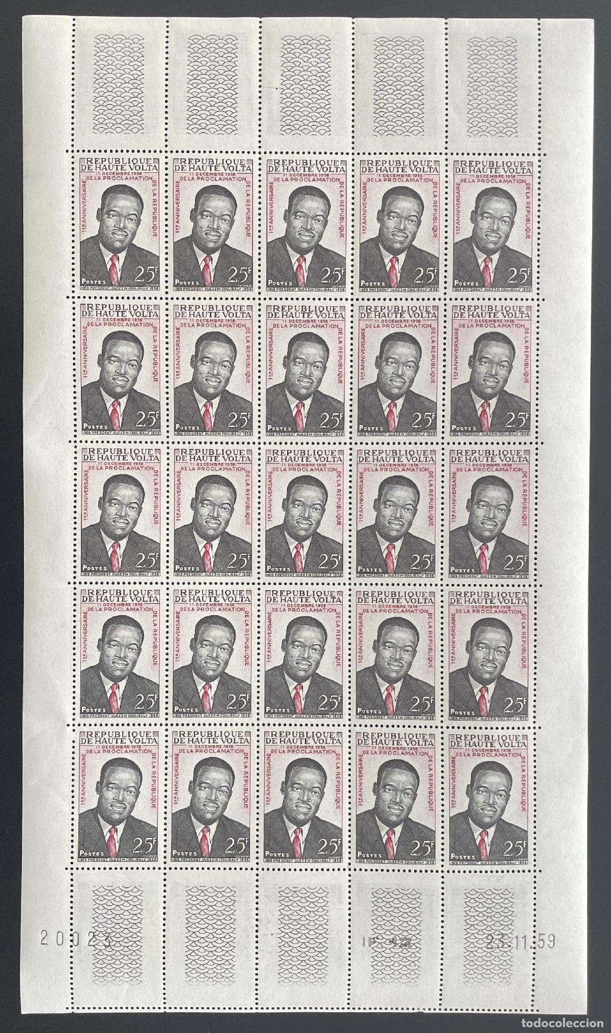 Sellos: Alto Volta 1959 YT 70 tablero Presidente Coulibaly aniversario Rep&uacute;blica