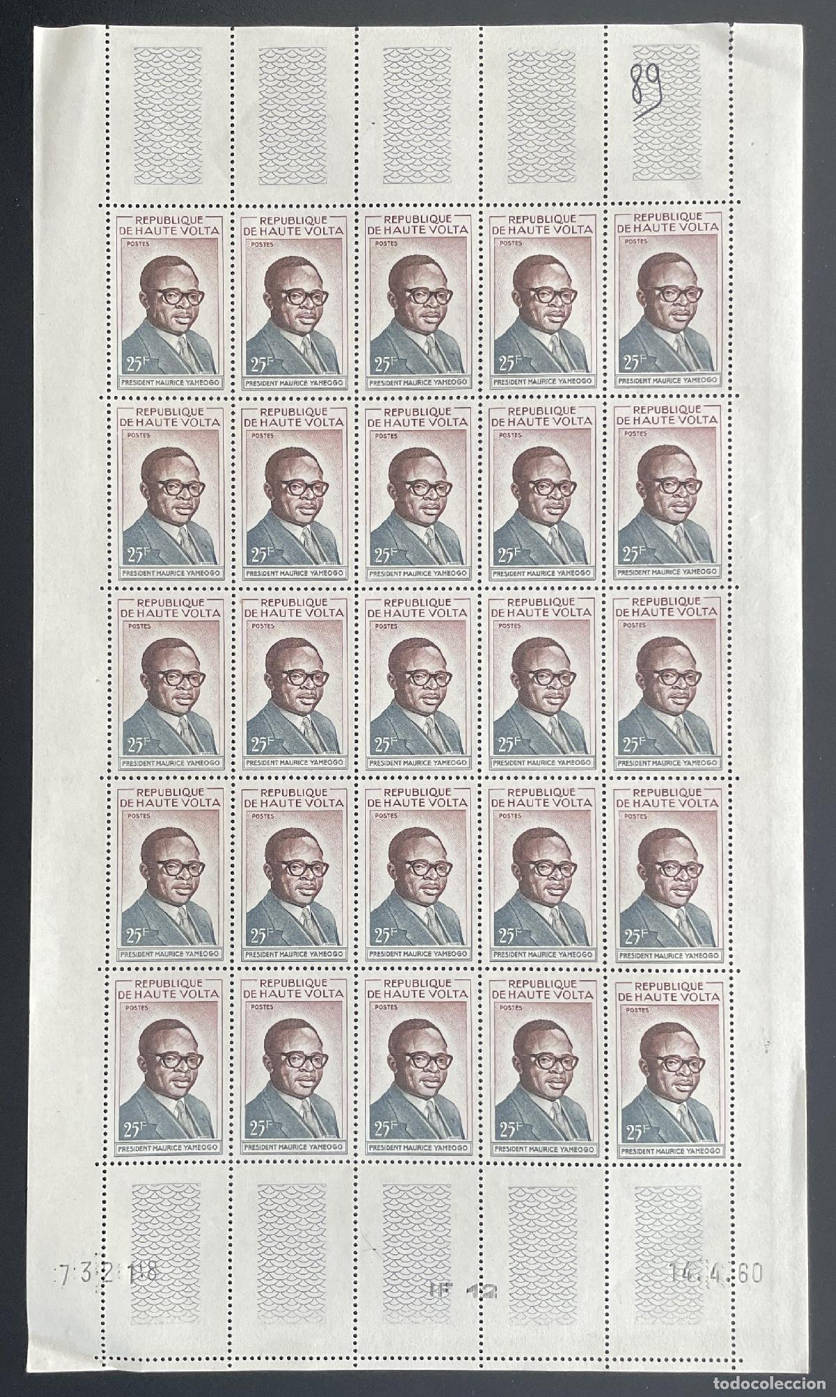 Sellos: Alto Volta 1960 YT 89 tabl&oacute;n Presidente Maurice Yameogo retrato pol&iacute;tico