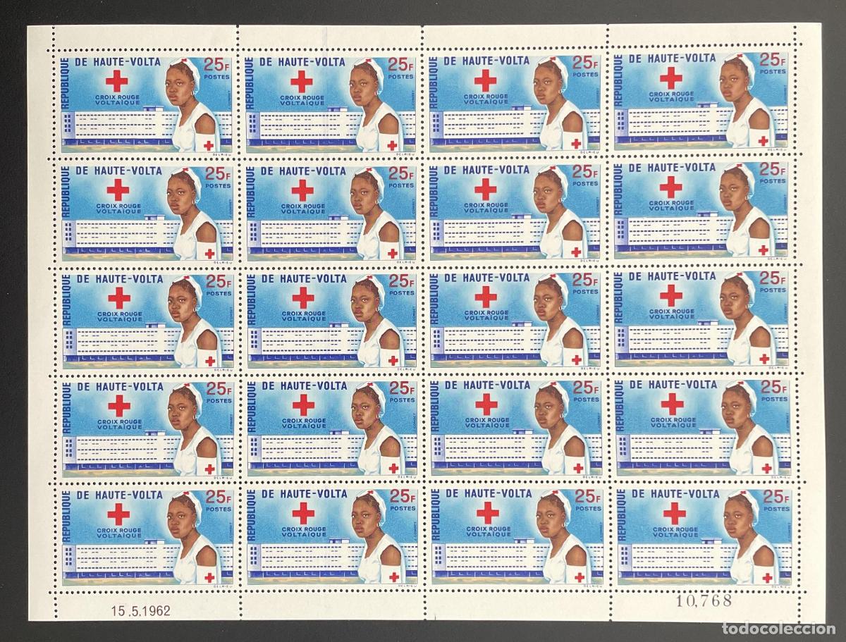 Sellos: Alto Volta 1962 YT 103 bloque Cruz Roja enfermera salud hospital
