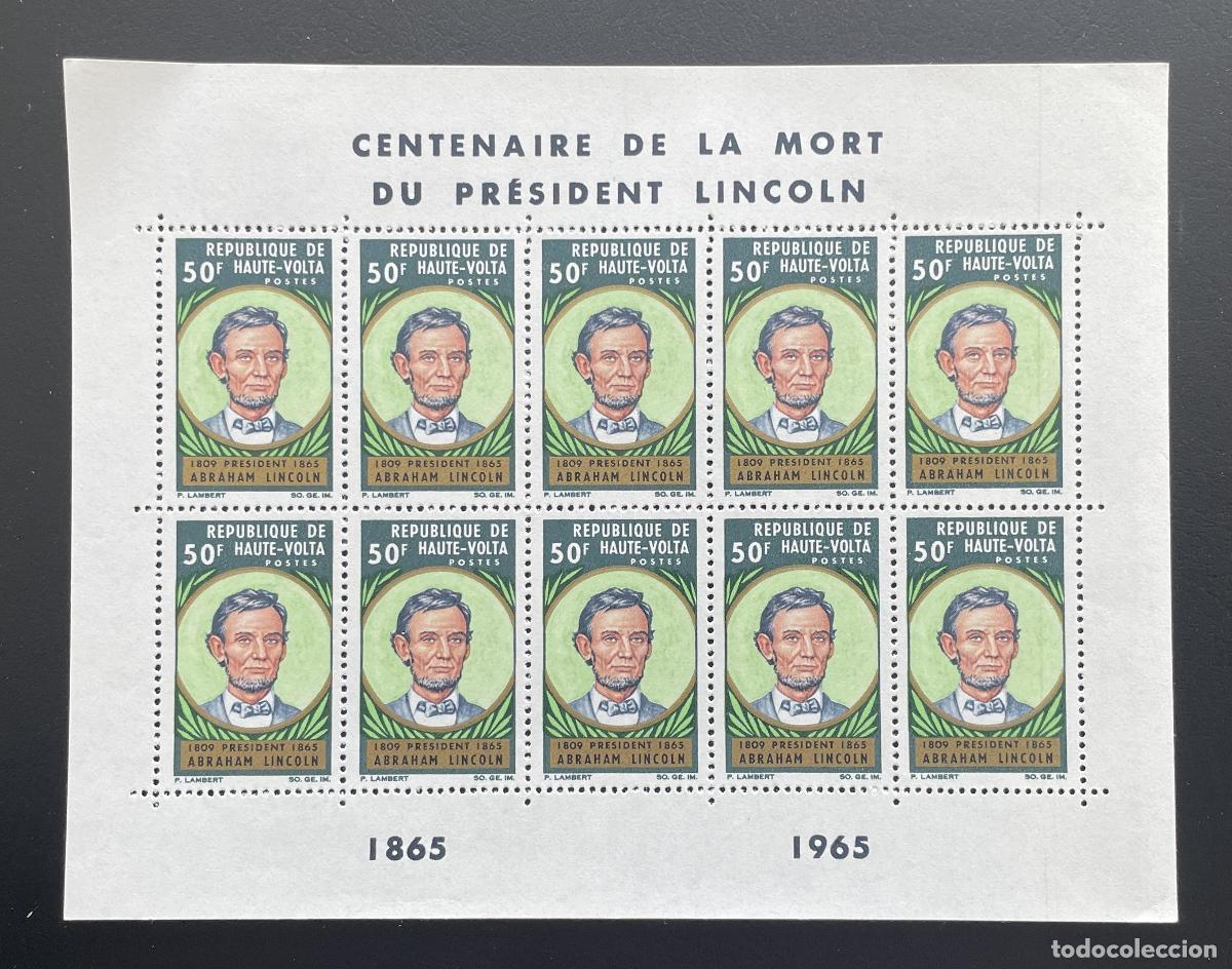Sellos: Alto Volta 1965 YT 146 hoja Presidente Lincoln Centenario de la Muerte