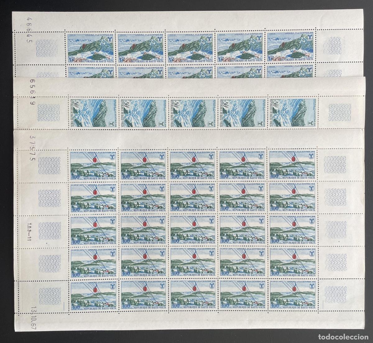 Sellos: Alto Volta 1967 YT 184-186 bloque JJ.OO. Grenoble esqu&iacute; monta&ntilde;a