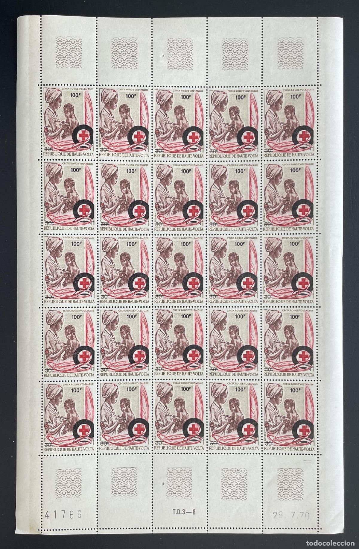 Briefmarken: Alto Volta 1971 YT 250 plancha Cruz Roja madre ni&ntilde;o sobrecargado