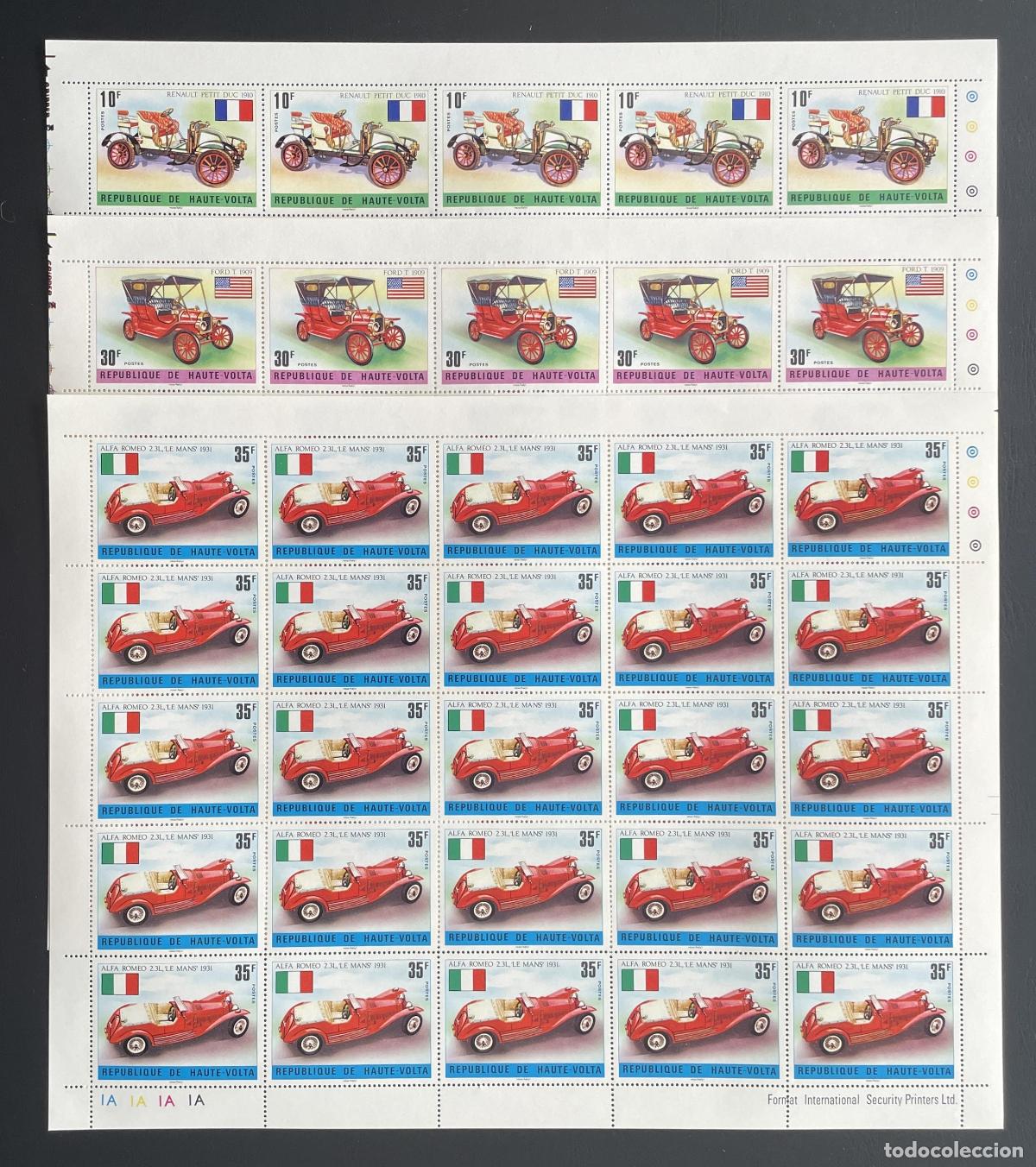 Sellos: Alto Volta 1975 YT 351-353 bloque autos antiguos Renault Ford Alfa Romeo