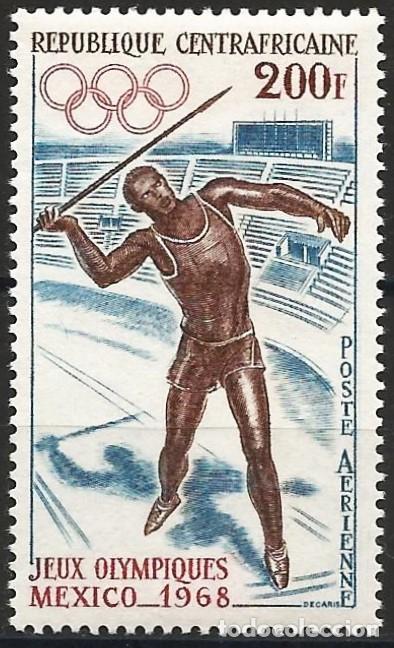 Sellos: Rep. Centroafricana 1968 - Mi 159 - YT Pa 58 - J.O. de Grenoble - MNH** ( A&eacute;reo )