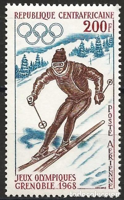 Sellos: Rep. Centroafricana 1968 - Mi 158 - YT Pa 57 - J.O. de Grenoble - MNH** ( A&eacute;reo )