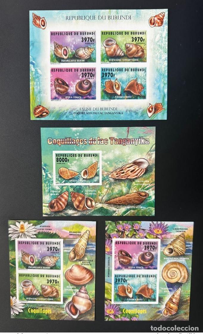 Sellos: Burundi 2014 Mi. 3440 - 3443 B Bl. 454 ND Shells Lago Tanganica
