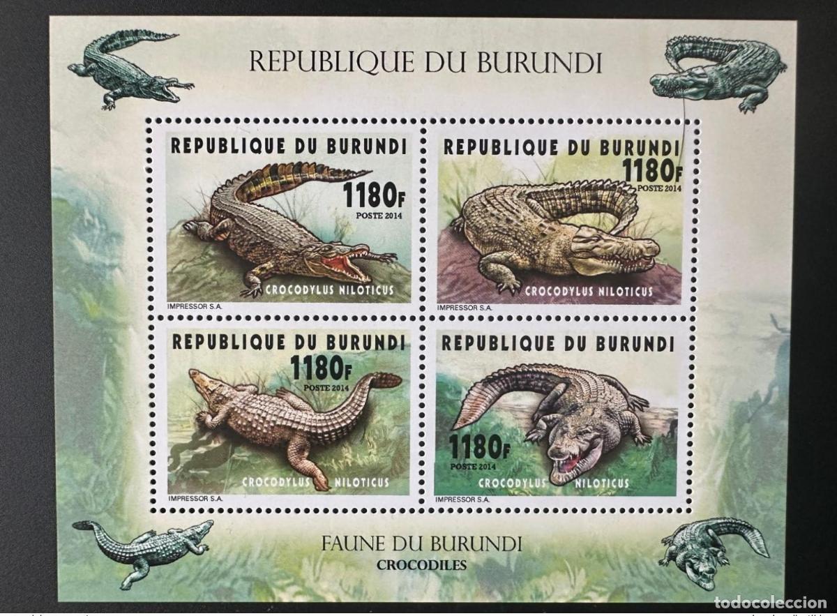 Sellos: Burundi 2014 Mi. 3386 - 3389 Cocodrilos fauna de Cocodrilo