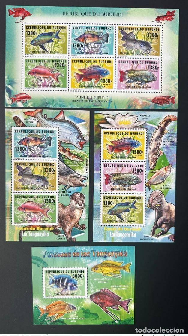 Sellos: Burundi 2014 Mi. 3390 - 3395 Bl. 434 436 Peces y Lago Tanganica (I)