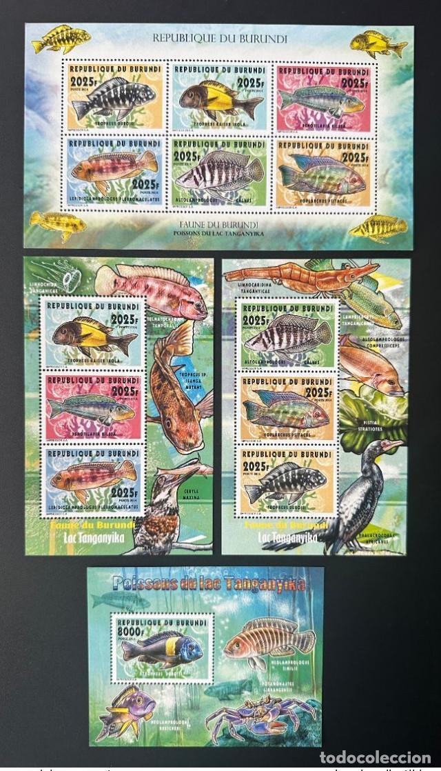 Sellos: Burundi 2014 Mi. 3401 - 3406 Bl. 439 441 Peces y Lago Tanganica (II)