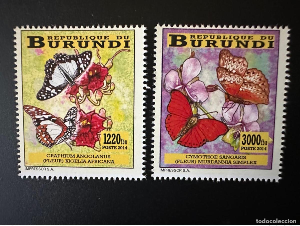 Sellos: Burundi 2014 Mi.? Mariposa flor de schmetterling valores locales