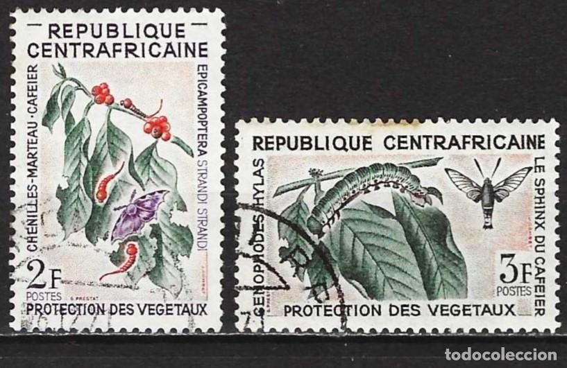 Sellos: Rep. Centroafricana 1965 - Mi 88 y 89 - YT 55 y 56 - Insectos