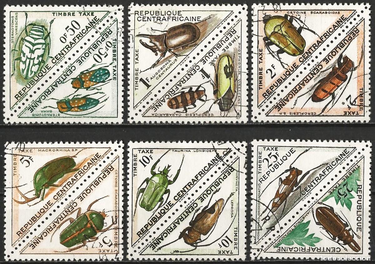 Sellos: Rep. Centroafricana 1962 - Mi P1 al P12 - YT T1 al T12 - Insectos escarabajos ( Serie completa )