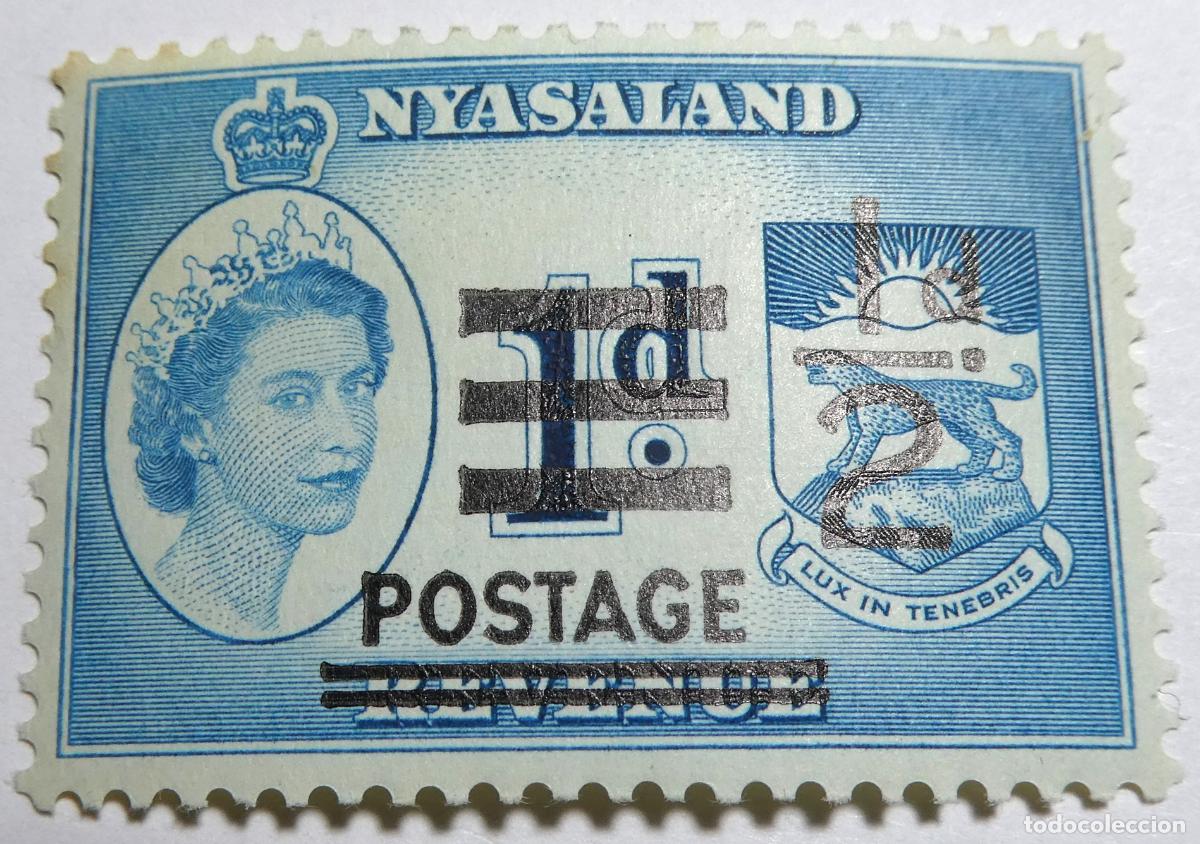 Sellos: Sello postal de Nyasaland SOBREIMPRESI&Oacute;N 1963 Reina Isabel II (Actual Malawi)
