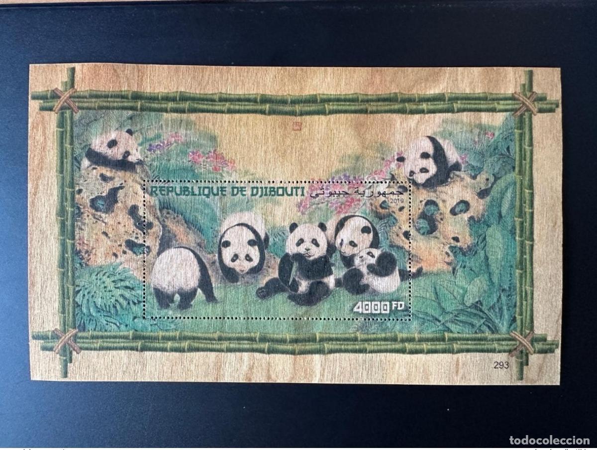 Sellos: Yibuti 2019 2020 Mi. Bl. 1427 Arte chino: panda fauna madera