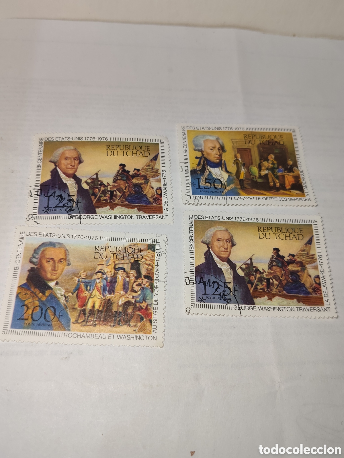 Sellos: 4 Sellos de Tchad bicentenario de los Estados Unidos 1976