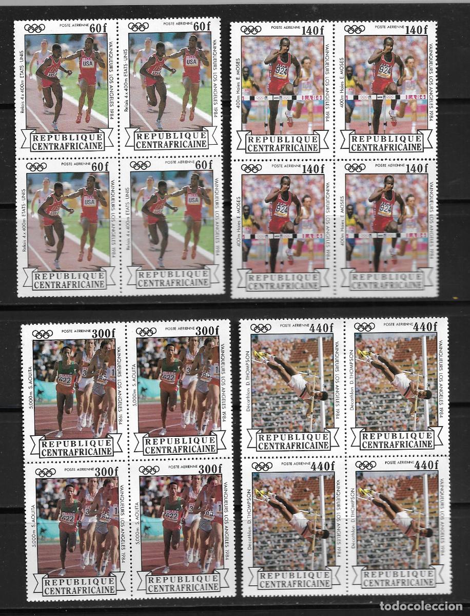 Sellos: CENTROAFRICANA 1984, Ivert A-309/12 . - JUEGOS OL&Iacute;MPICOS VERANO LOS ANGELES 1984,EN BLOQUE DE 4 MNH.