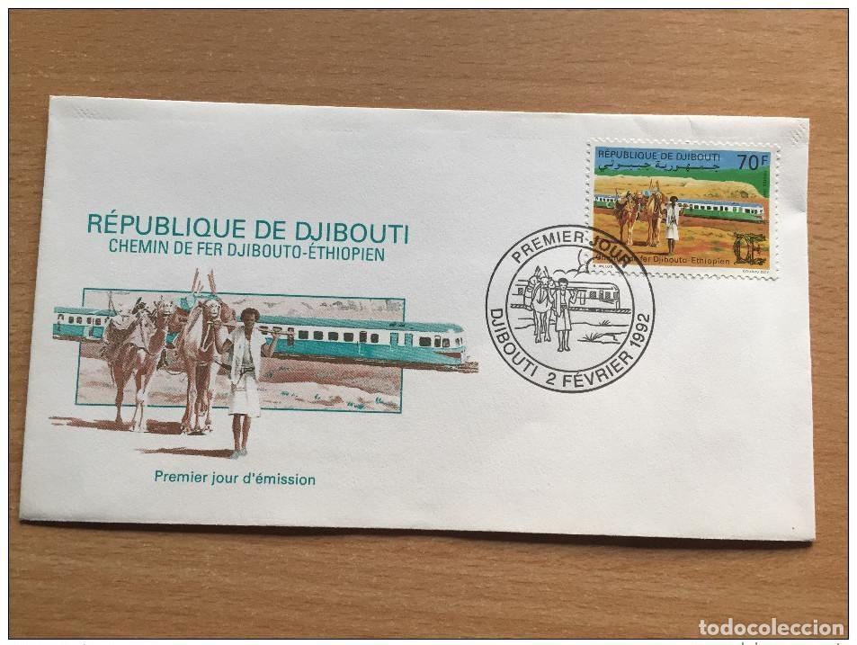Sellos: Djibouti 1992 FDC Ferrocarril de Addid-Abeba Ferrocarriles ferroviarios Etiop&iacute;a Mi. 565