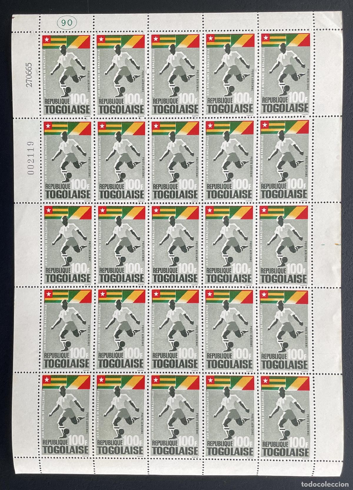 Sellos: Togo 1965 YT PA 48 bloque Juegos Africanos Brazzaville f&uacute;tbol banderas