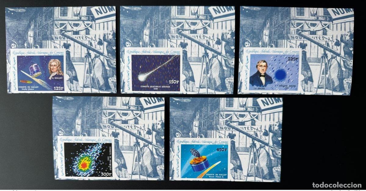Sellos: Comoras 1986 Mi. 772 - 776 bloquea el lujoso ND Space Halley Comet Komet