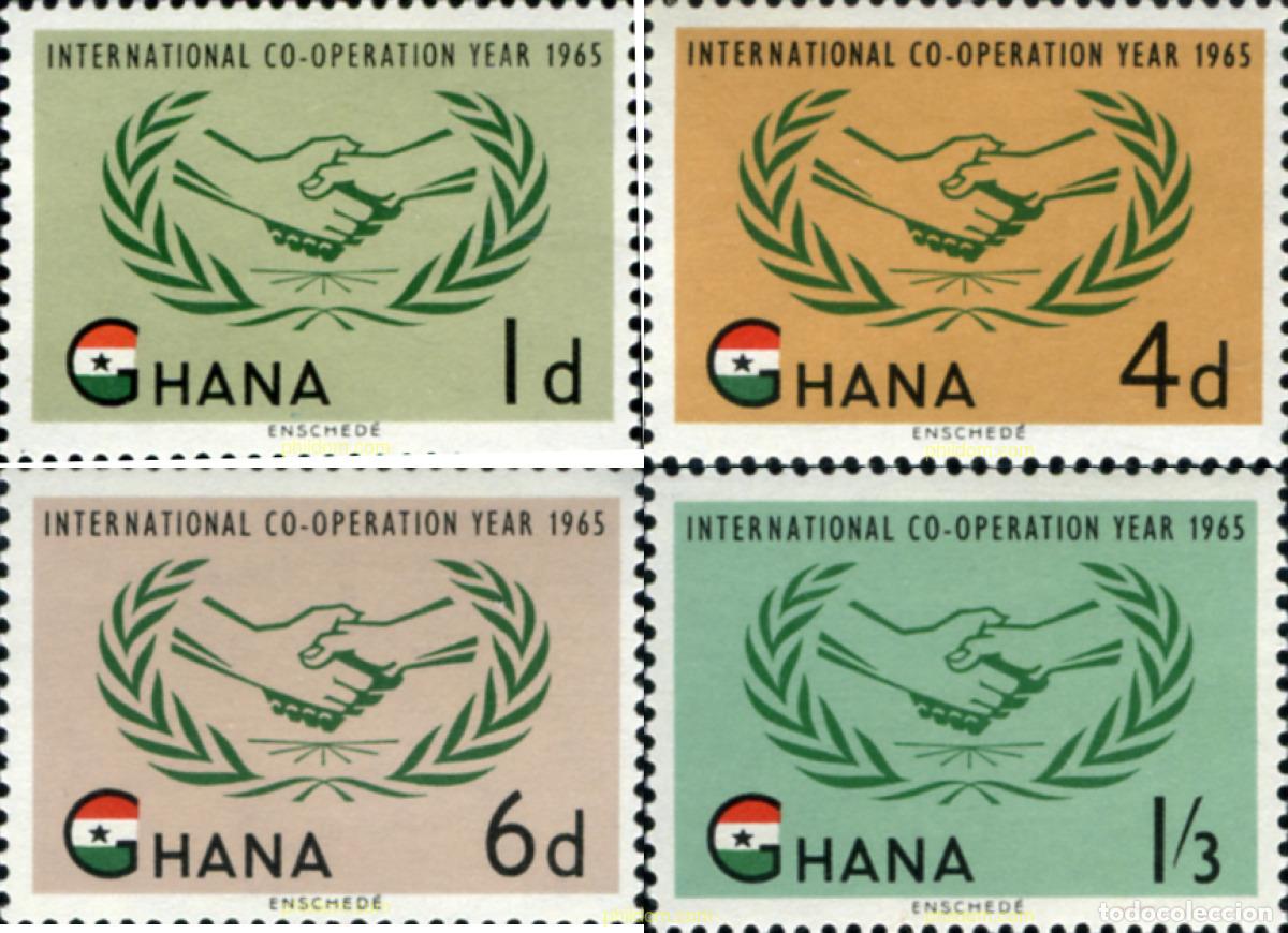 Sellos: 205599 MNH GHANA 1965 A&Ntilde;O INTERNACIONAL DE LA COOPERACION