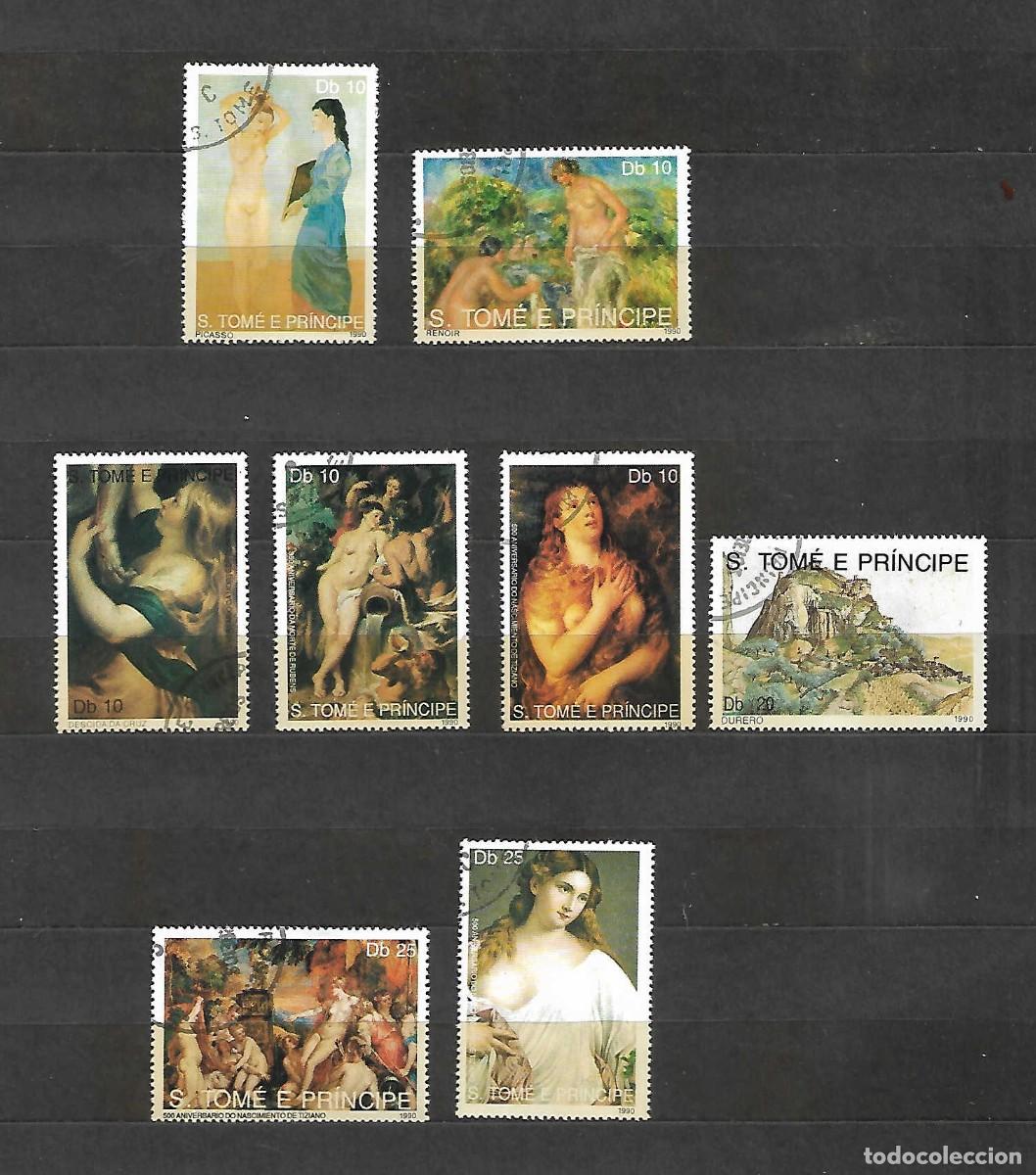 Sellos: 8 pinturas c&eacute;lebres. Santo Tom&eacute; e Principe. Sellos a&ntilde;o 1990