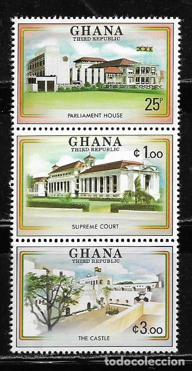 Sellos: GHANA 1980, SERIE Ivert 681/83 - INAGURACI&Oacute;N DE LA TERCERA REP&Uacute;BLICA. MNH.