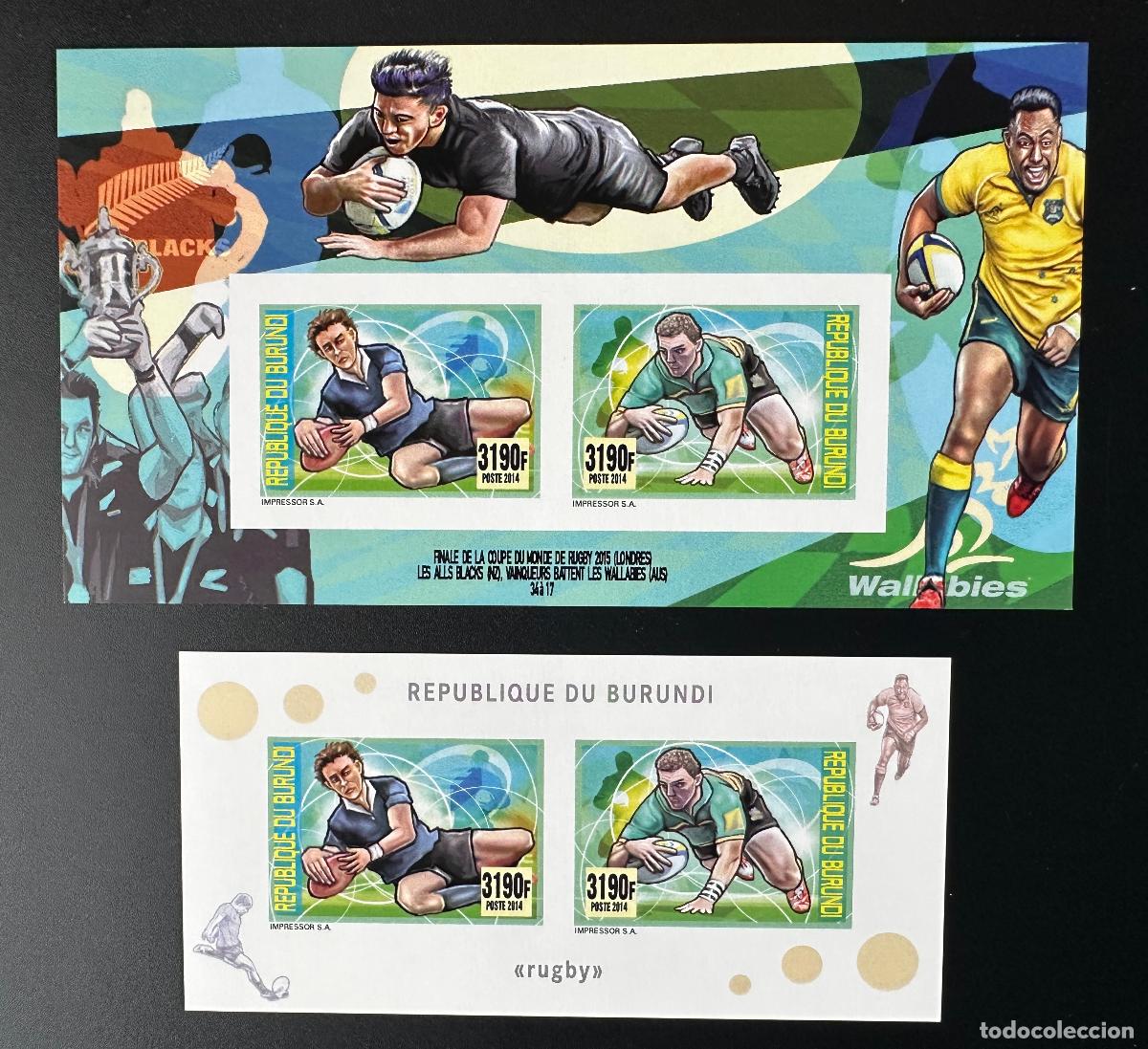 Sellos: Burundi 2014/2015 Mi. 3487 - 3488 Bl. 508 509 ND Copa del Mundo de Rugby Londres