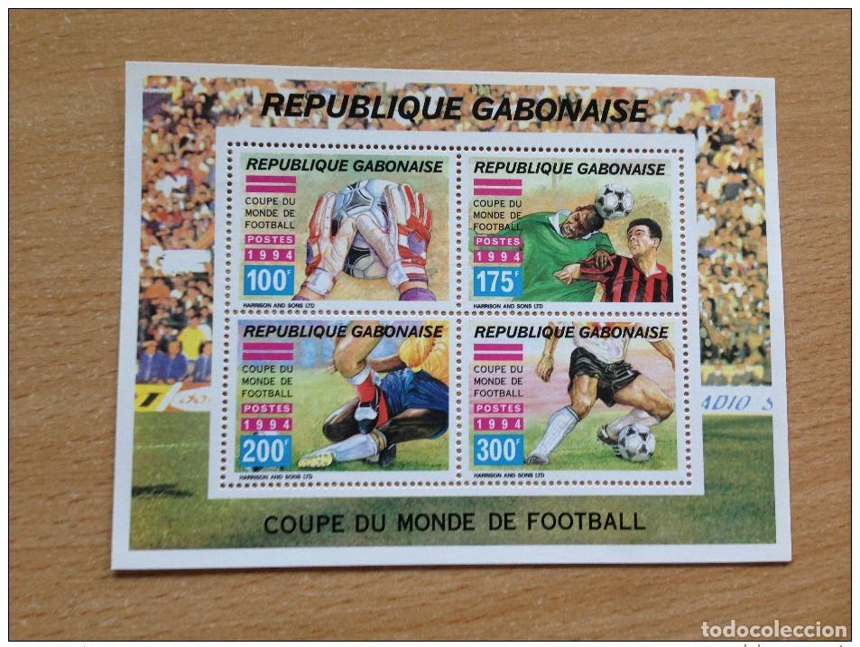 Sellos: Gab&oacute;n 1994 Block Mi. 77 Copa Mundial de la FIFA WM USA Football MNH**